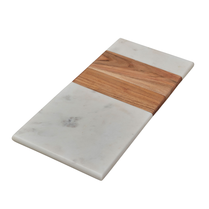 White Marble & Wood Rectangular Board