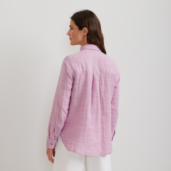 Women's Cotton Slub Long-Sleeve Shirt-Vintage Rose-Regular-F1
