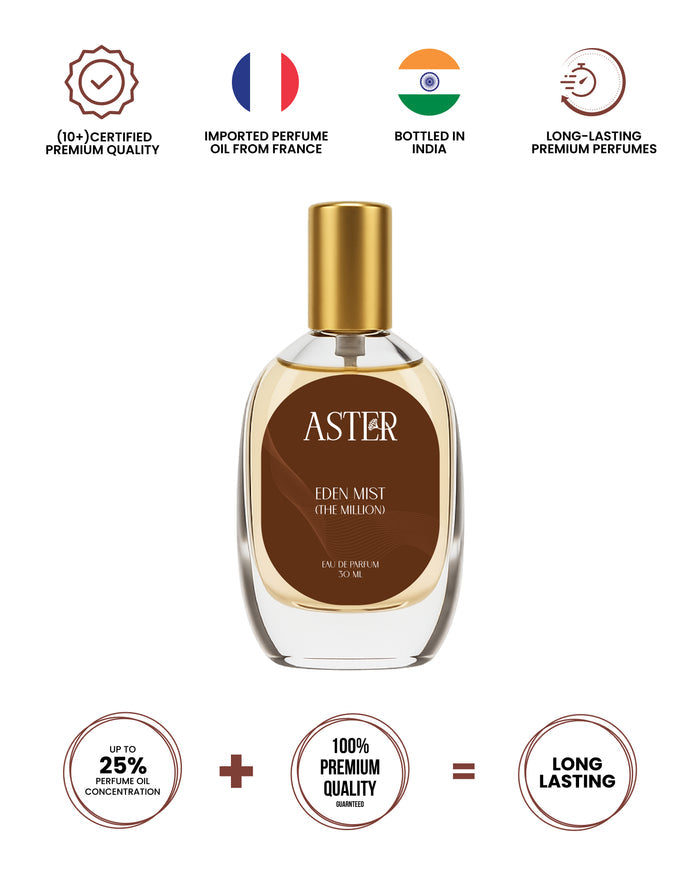 Bottle of 100% Organic Eden Mist EDP for Men, 30ml