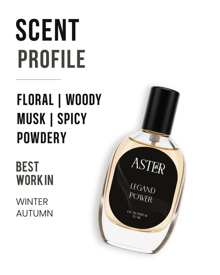 Bottle of Legend Power EDP for Men, 30ml, organic.