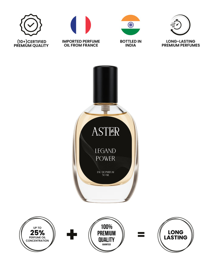100% Organic Legend Power EDP for Men 30ml bottle