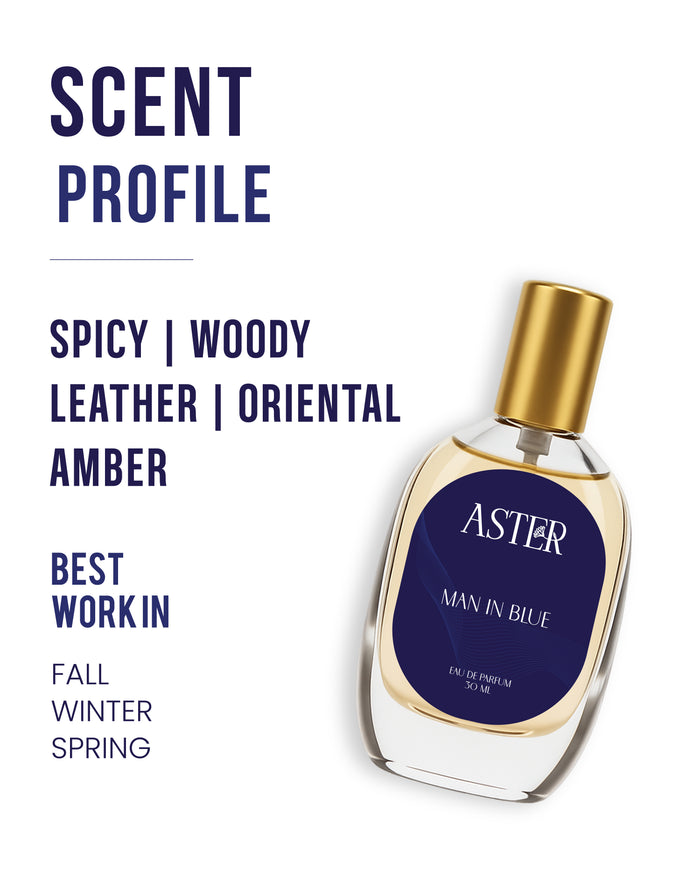 Bottle of 100% Organic Man In Blue for Men 30ml fragrance