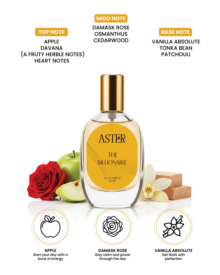 Bottle of The Billionaire for Men 30ml organic fragrance