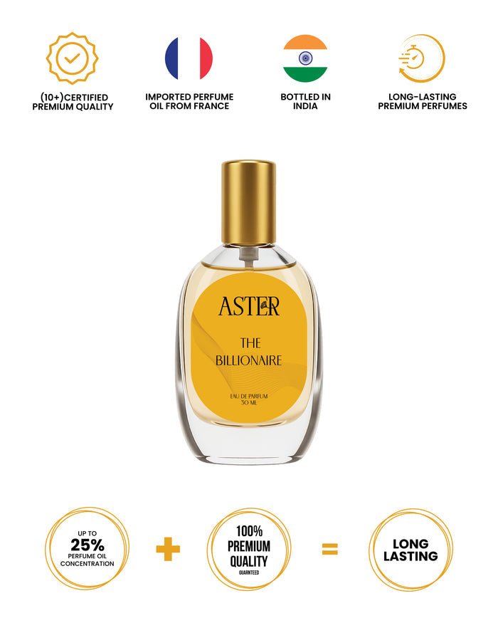 Bottle of The Billionaire for Men 30ml organic cologne