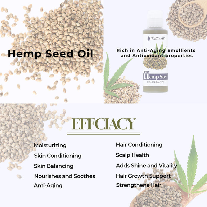 100% Pure Natural Carrier Oil 4oz Hemp Seed