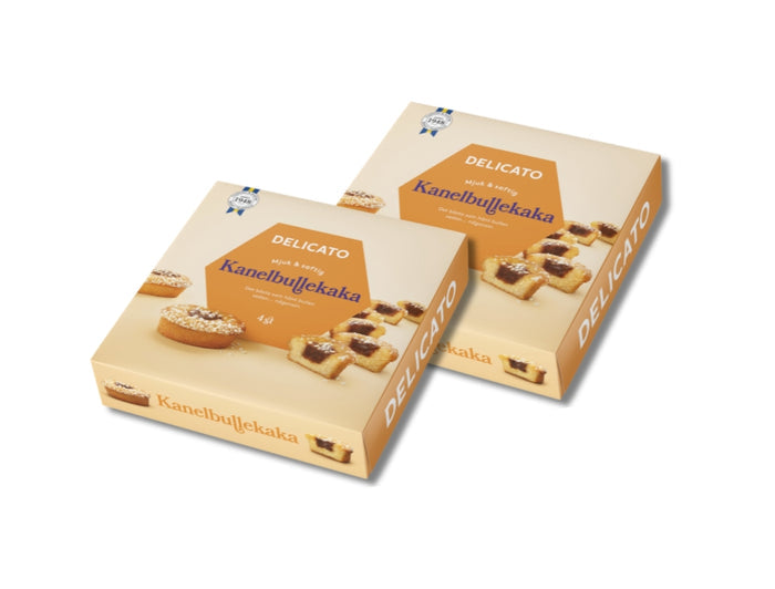 2 x Delicato Kanelbullekaka 4-Pack 200g (7.05 oz) – Swedish Cinnamon Bun Cakes