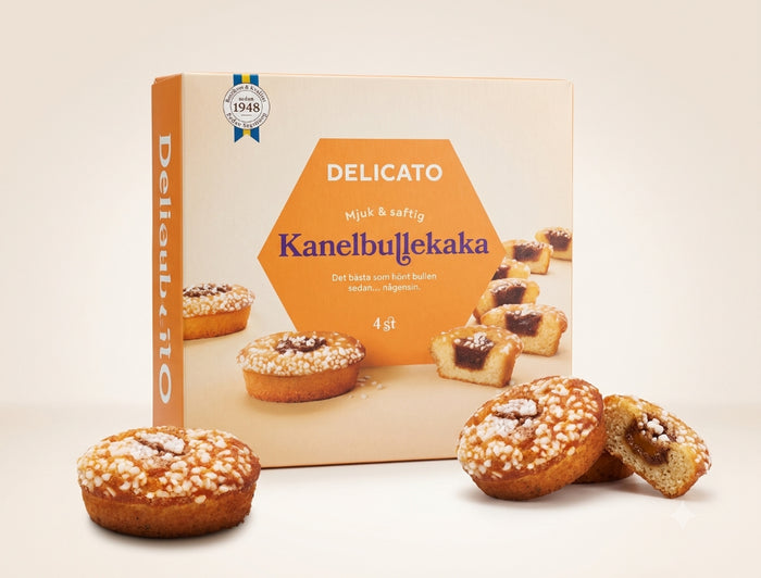 2 x Delicato Kanelbullekaka 4-Pack 200g (7.05 oz) – Swedish Cinnamon Bun Cakes