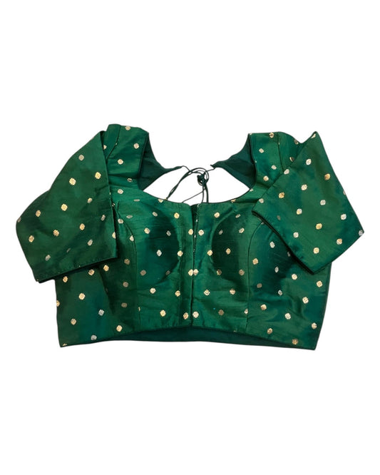 34", 38" & 42" - Bottle Green - Banarasi Brocade Saree / Lehenga Blouse -UK Stock - Quick Dispatch - X767 08Ap25