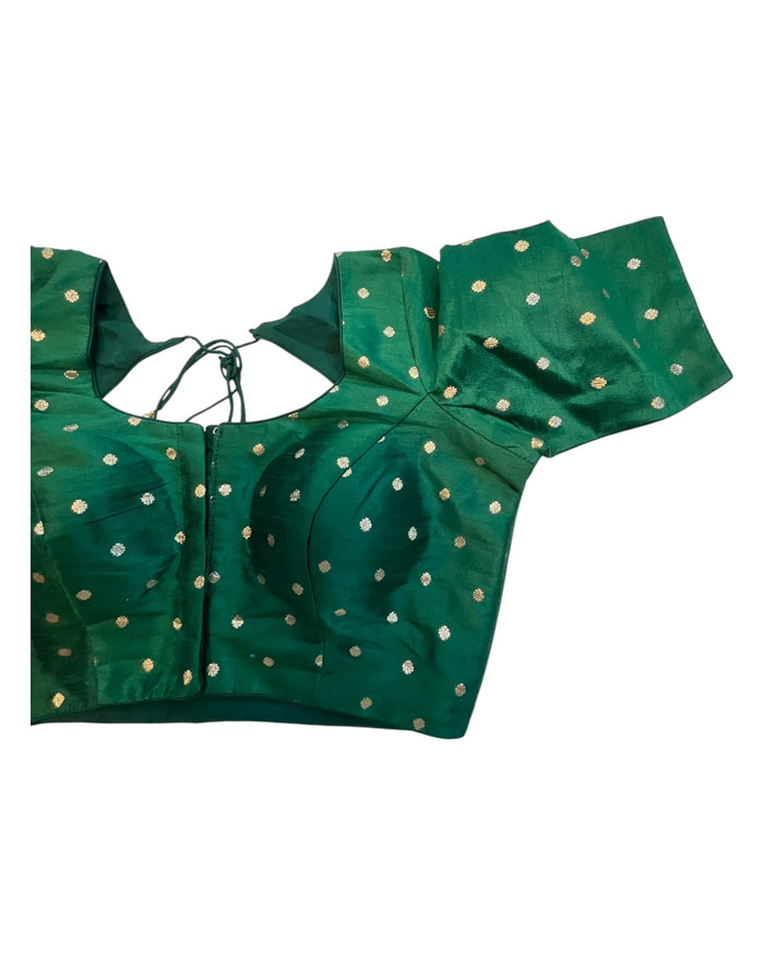 34", 38" & 42" - Bottle Green - Banarasi Brocade Saree / Lehenga Blouse -UK Stock - Quick Dispatch - X767 08Ap25