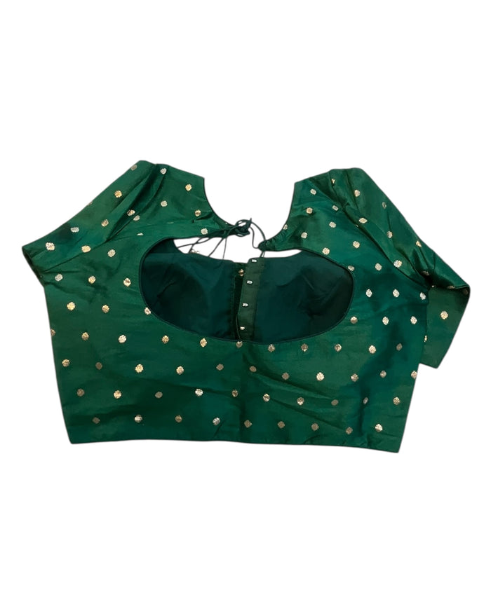 34", 38" & 42" - Bottle Green - Banarasi Brocade Saree / Lehenga Blouse -UK Stock - Quick Dispatch - X767 08Ap25
