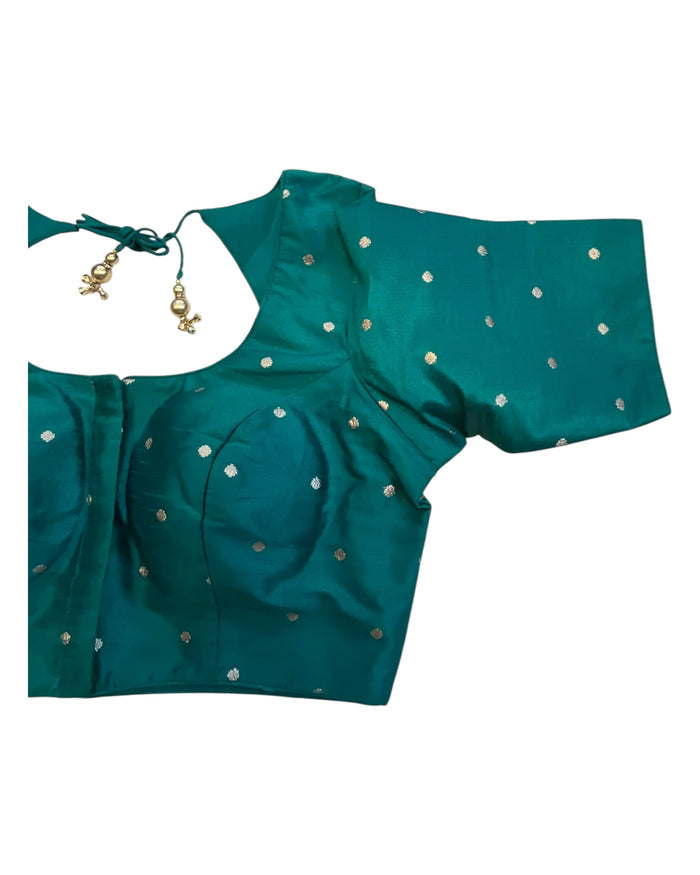 34", 38" & 42" - Jade / Rama Green - Banarasi Brocade Saree / Lehenga Blouse -UK Stock - Quick Dispatch - X767 08Ap25