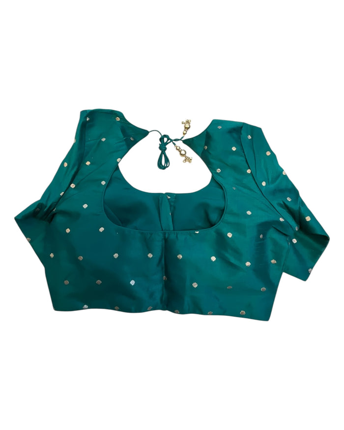 34", 38" & 42" - Jade / Rama Green - Banarasi Brocade Saree / Lehenga Blouse -UK Stock - Quick Dispatch - X767 08Ap25