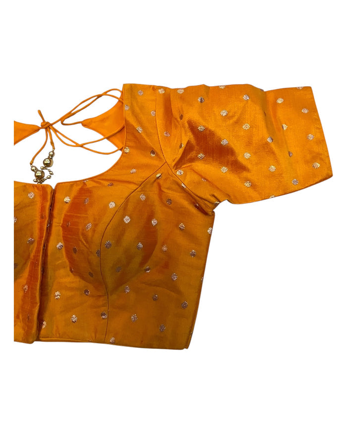 34", 38" & 42" - Orange - Banarasi Brocade Saree / Lehenga Blouse -UK Stock - Quick Dispatch - X767 08Ap25