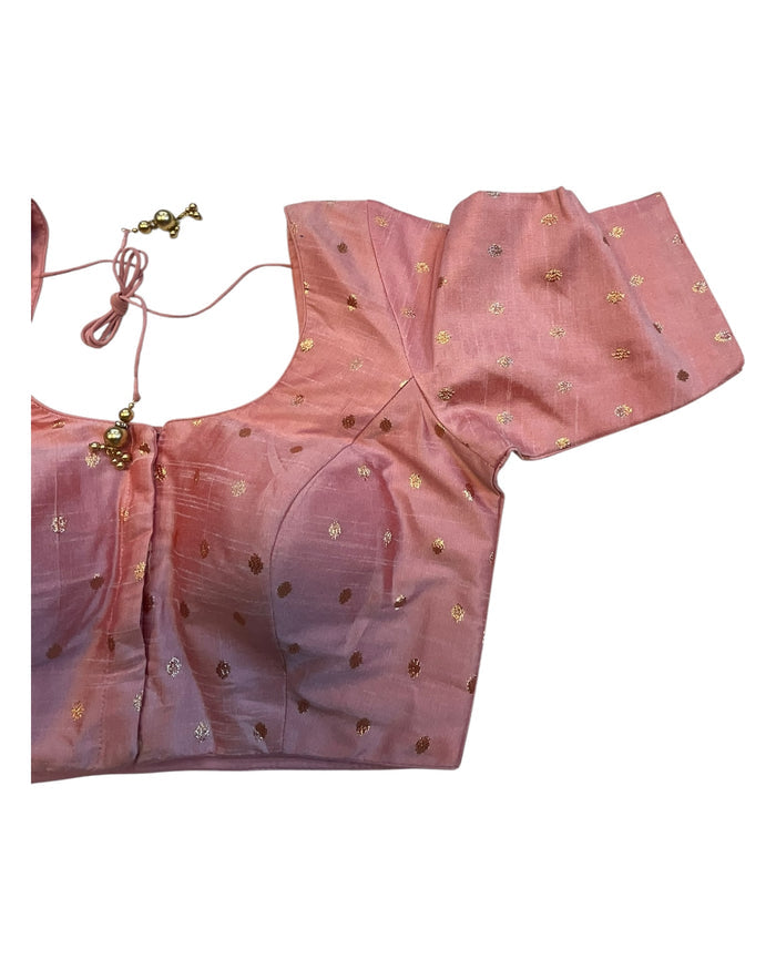 34", 38" & 42" - Pink - Banarasi Brocade Saree / Lehenga Blouse -UK Stock - Quick Dispatch - X767 08Ap25