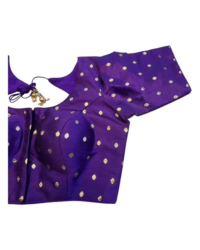 34", 38" & 42" - Purple / Brinjal - Banarasi Brocade Saree / Lehenga Blouse -UK Stock - Quick Dispatch - X767 08Ap25