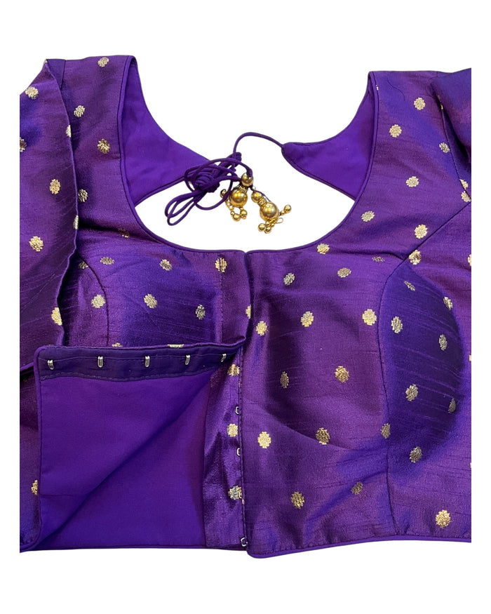 34", 38" & 42" - Purple / Brinjal - Banarasi Brocade Saree / Lehenga Blouse -UK Stock - Quick Dispatch - X767 08Ap25