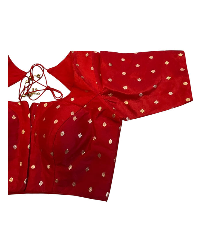 34", 38" & 42" - Red - Banarasi Brocade Saree / Lehenga Blouse -UK Stock - Quick Dispatch - X767 08Ap25