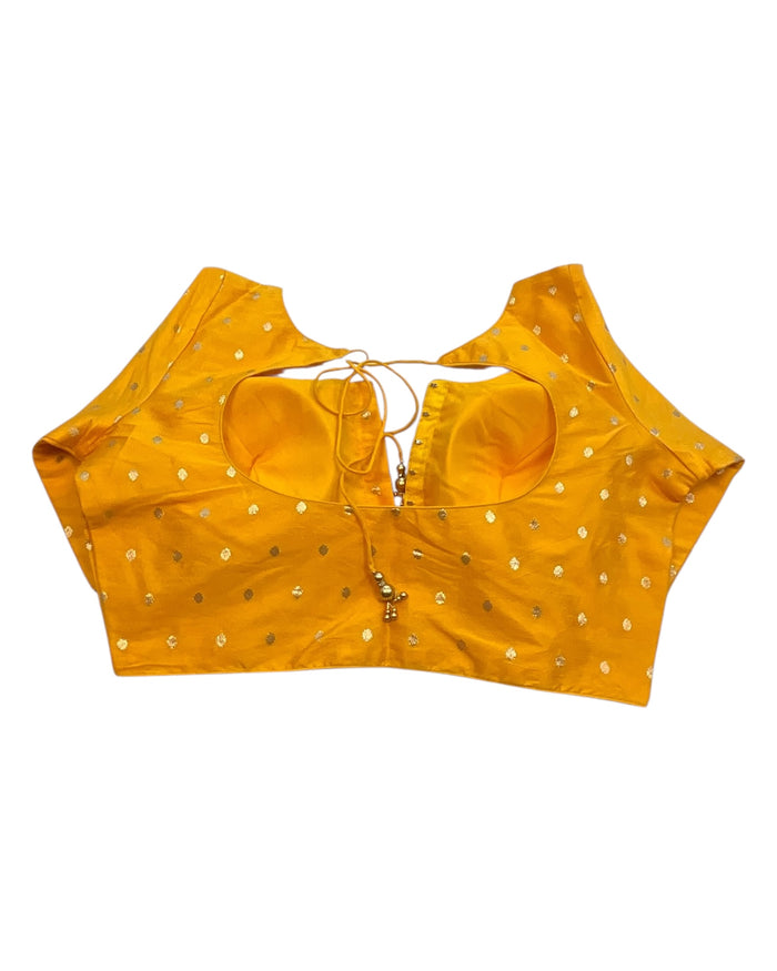 34", 38" & 42" - Yellow - Banarasi Brocade Saree / Lehenga Blouse -UK Stock - Quick Dispatch - X767 08Ap25