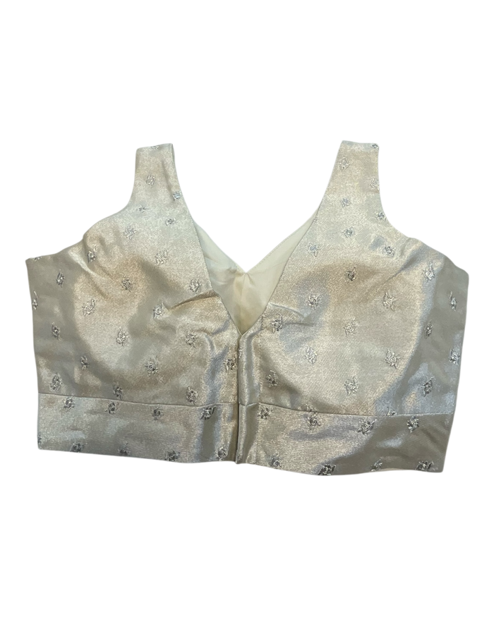 36" / UK 10 - Champagne - Self Butti Saree blouse with cups,  Sleeveless - 36" - UK Stock - Quick Delivery - RNK - R948-KK