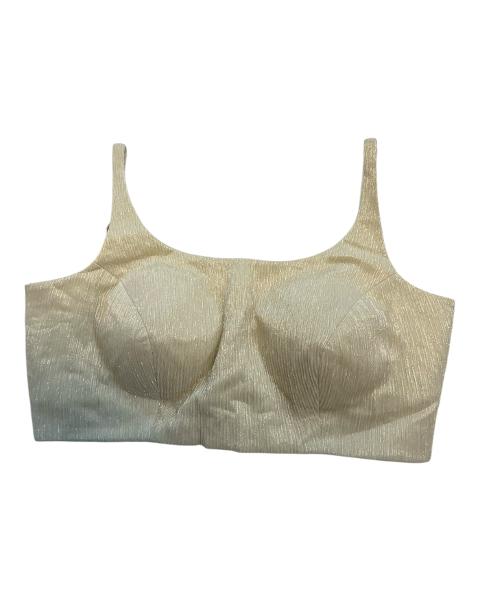 36" / UK 10 - Cream / Champagne - Rich Designer Saree blouse with cups,  Sleeveless - UK Stock - Quick Delivery - RNK - R931-H