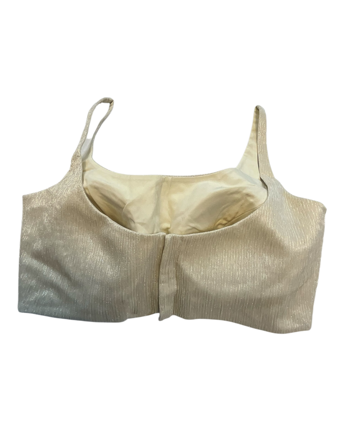 36" / UK 10 - Cream / Champagne - Rich Designer Saree blouse with cups,  Sleeveless - UK Stock - Quick Delivery - RNK - R931-H