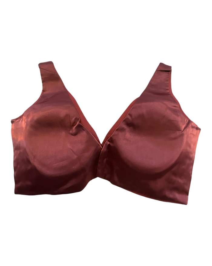 36" / UK 10 - Maroon - Rich Designer Silky Saree blouse with cups,  Sleeveless - UK Stock - Quick Delivery - RNK - R900B- KK