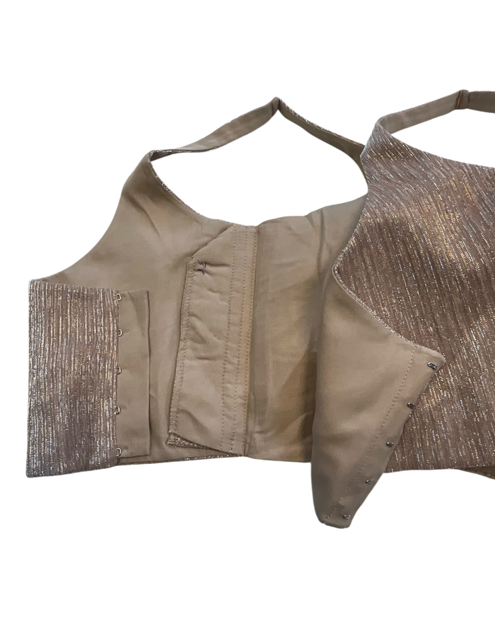 36" / UK 10 - Rose Gold - Rich Designer Saree blouse with cups,  Sleeveless - UK Stock - Quick Delivery - RNK - R931-H
