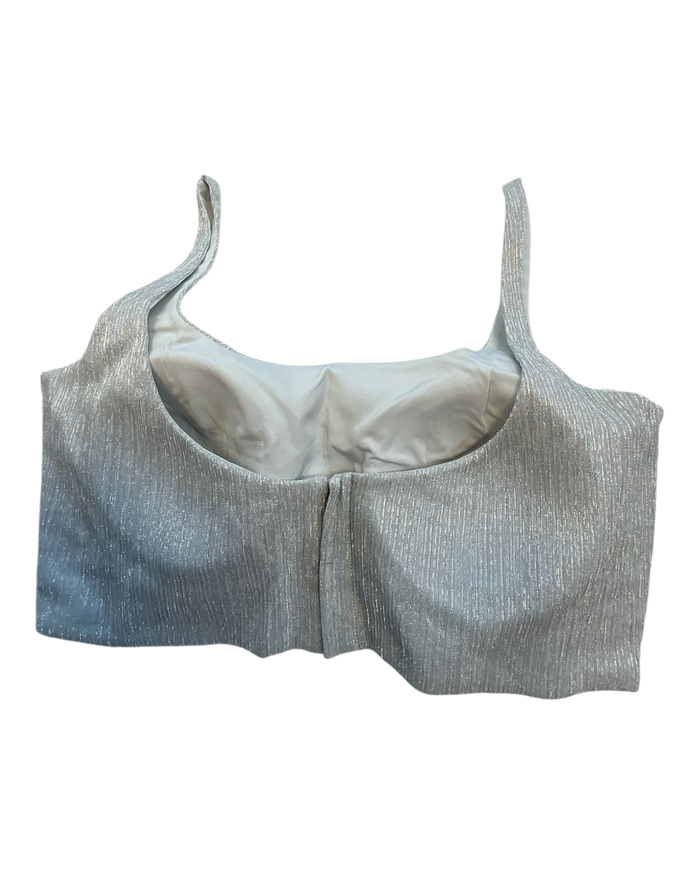 36" / UK 10 - Silver- Rich Designer Saree blouse with cups,  Sleeveless - UK Stock - Quick Delivery - RNK - R931-H