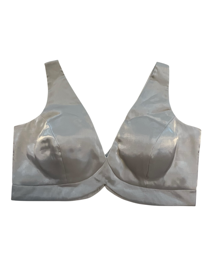36" / UK 10 - Silver / Grey - Rich Designer Silky Saree blouse with cups,  Sleeveless - UK Stock - Quick Delivery - RNK - R900B- KK
