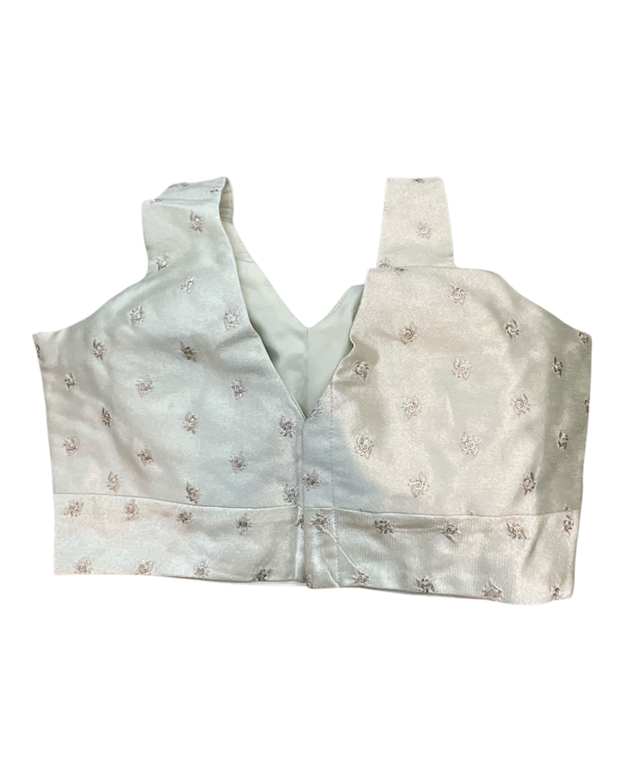 36" / UK10 - Off White / Very Light Gold - Self Butti Saree blouse with cups,  Sleeveless - 36" - UK Stock - Quick Delivery - RNK - R948-KK