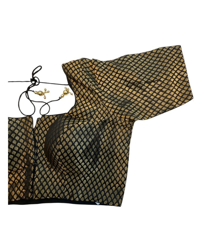 38" & 42" - Black - Banarasi Brocade Saree / Lehenga Blouse -UK Stock - Quick Dispatch - LT3 08Rp25