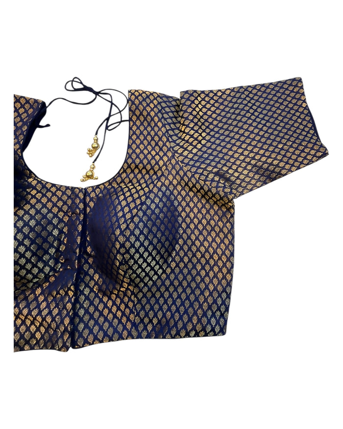 38" & 42" - Navy Blue - Banarasi Brocade Saree / Lehenga Blouse -UK Stock - Quick Dispatch - LT3 08Rp25