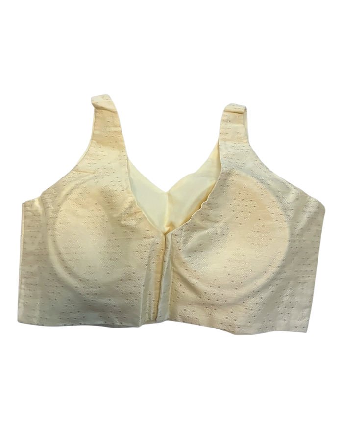 38" / UK 12 - Ivory / Cream - Rich Brocade Saree blouse with cups,  Sleeveless - UK Stock - Quick Delivery - RNK - R650V KY