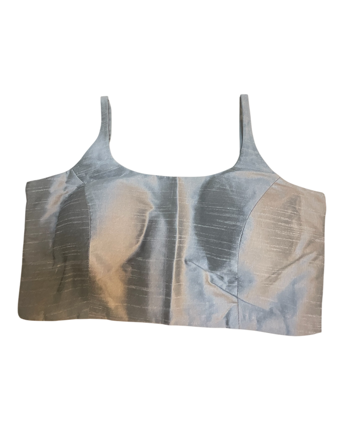 38" / UK 12 - Silver Grey - Silky Designer Saree blouse with cups,  Sleeveless - UK Stock - Quick Delivery - RNK - R651-H