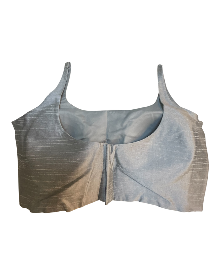 38" / UK 12 - Silver Grey - Silky Designer Saree blouse with cups,  Sleeveless - UK Stock - Quick Delivery - RNK - R651-H