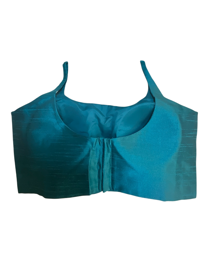 38" / UK 12 - Turquoise Blue - Silky Designer Saree blouse with cups,  Sleeveless - UK Stock - Quick Delivery - RNK - R651-H