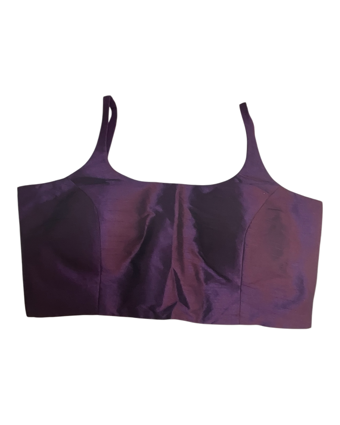 38" / UK 12 - Wine - Silky Designer Saree blouse with cups,  Sleeveless - UK Stock - Quick Delivery - RNK - R651-H