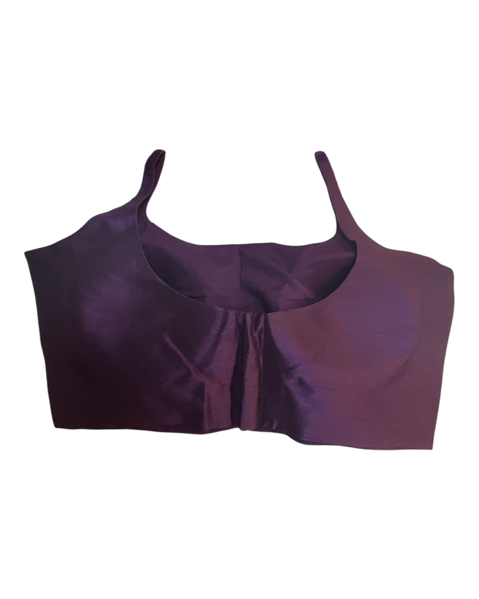 38" / UK 12 - Wine - Silky Designer Saree blouse with cups,  Sleeveless - UK Stock - Quick Delivery - RNK - R651-H