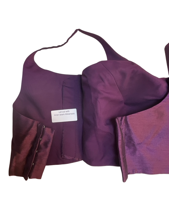 38" / UK 12 - Wine - Silky Designer Saree blouse with cups,  Sleeveless - UK Stock - Quick Delivery - RNK - R651-H