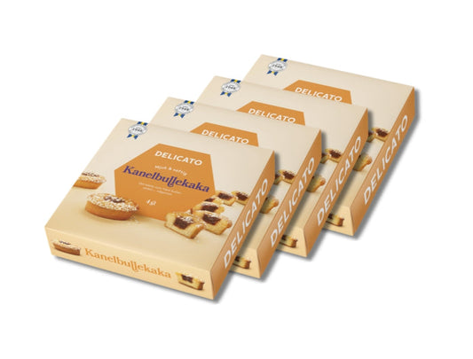 4 x Delicato Kanelbullekaka 4-Pack 200g (7.05 oz) – Swedish Cinnamon Bun Cakes