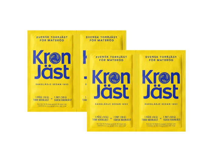 KronJäst Torrjäst Matbröd 4 x 14g – Swedish Instant Dry Yeast for Bread Doughs | Swedish Cravings