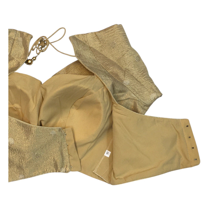 40" Bust (UK 14) Gold - Crushed Banarasi Brocade Saree / Lehenga blouse - Can be let out to size 16  - VFJ259 01H25