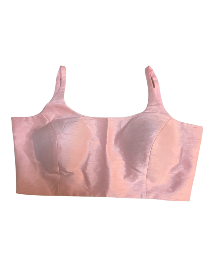 40" / UK 14 - Baby Pink - Silky Designer Saree blouse with cups,  Sleeveless - UK Stock - Quick Delivery - RNK - R651-H
