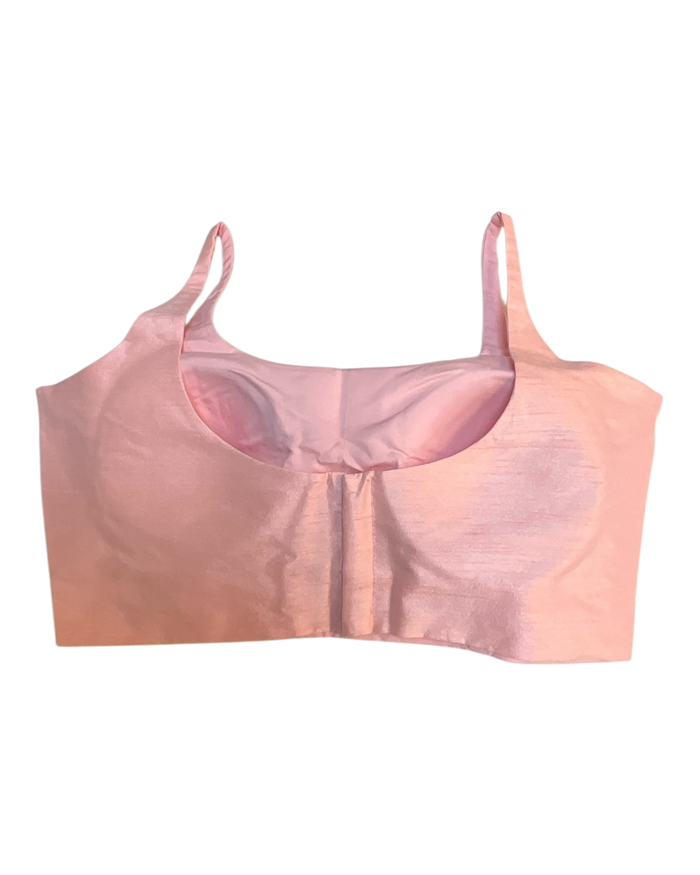 40" / UK 14 - Baby Pink - Silky Designer Saree blouse with cups,  Sleeveless - UK Stock - Quick Delivery - RNK - R651-H