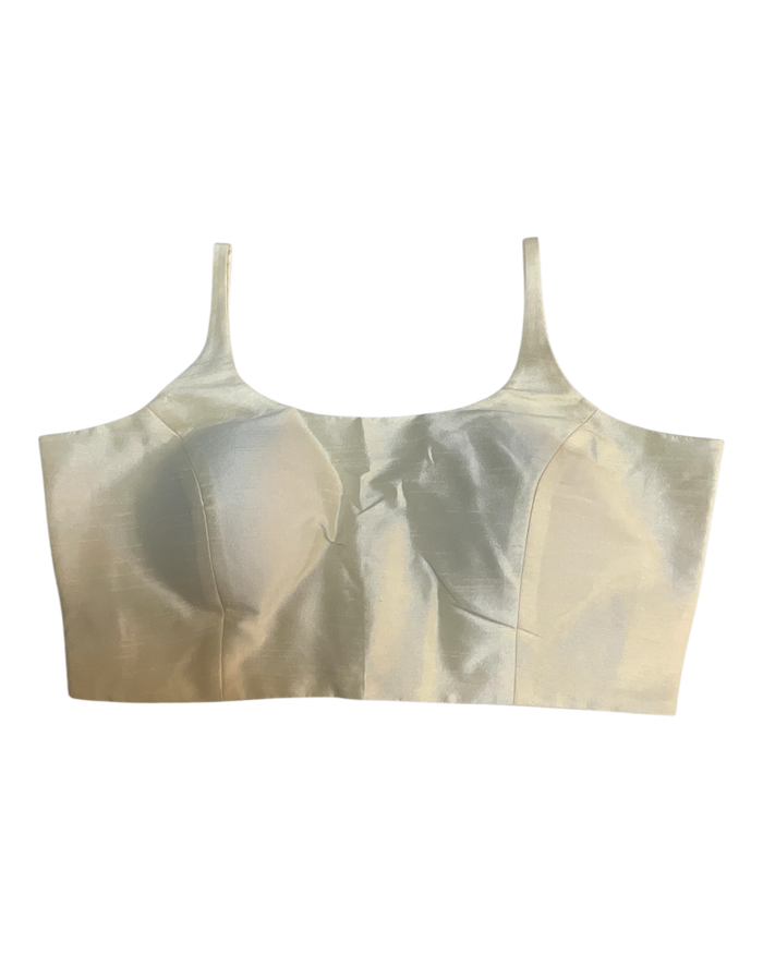 40" / UK 14 - Cream - Silky Designer Saree blouse with cups,  Sleeveless - UK Stock - Quick Delivery - RNK - R651-H