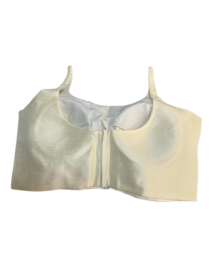 40" / UK 14 - Cream - Silky Designer Saree blouse with cups,  Sleeveless - UK Stock - Quick Delivery - RNK - R651-H