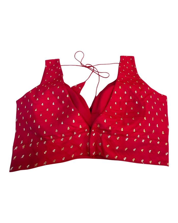 40" / UK 14 - Fuchsia - Silky Designer Saree blouse with cups,  Sleeveless - UK Stock - Quick Delivery - RNK - R717 KV