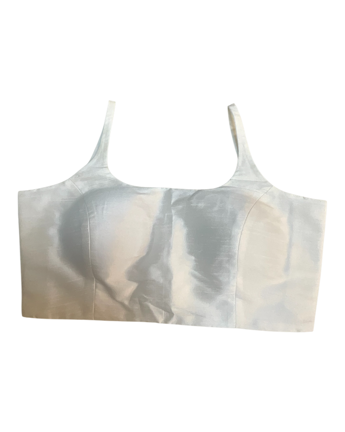 40" / UK 14 - White - Silky Designer Saree blouse with cups,  Sleeveless - UK Stock - Quick Delivery - RNK - R651-H