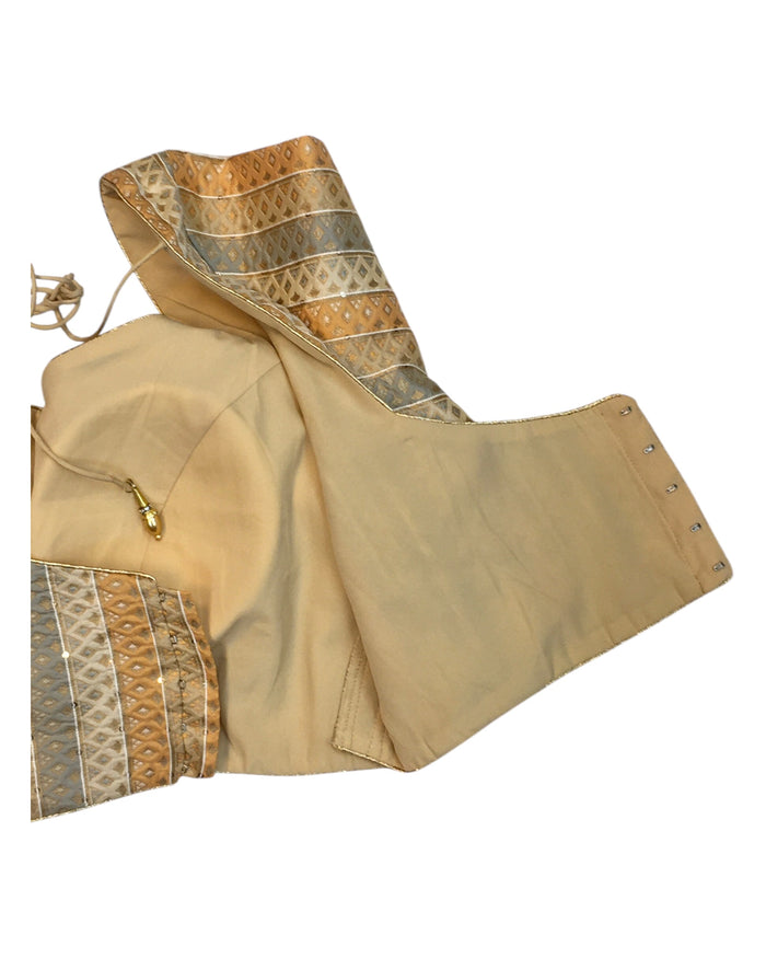 42" Bust (UK 16) Beige Cream - Banarasi Brocade Saree / Lehenga blouse - Can be let out to size 18  - VFJ217 01KY25