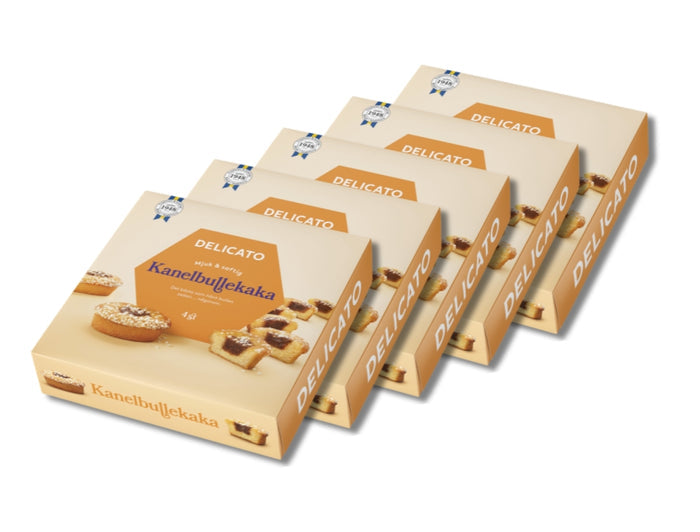 5 x Delicato Kanelbullekaka 4-Pack 200g (7.05 oz) – Swedish Cinnamon Bun Cakes